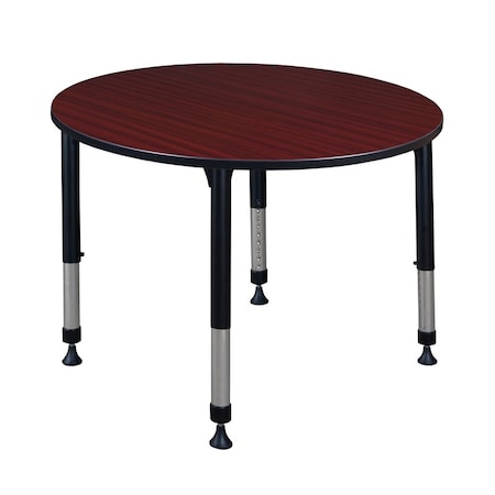 Kee Round Classroom Tables, 48 W, 48 L, 23-34 H, Wood, Metal, Mahogany TB48RNDMHAPBK